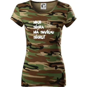 Moje ségra má skvělou ségru - Dámské maskáčové triko - M ( Hnědý maskáč )