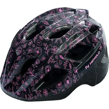 Cyklistická přilba Nexelo VIA Shiny Růžovo-černá Květy dětská přilba M&nbsp;53-55 cm