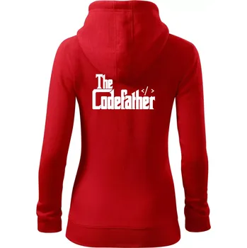 Dámská mikina The codefather - Dámská mikina trendy zipper s kapucí - XS ( Červená )