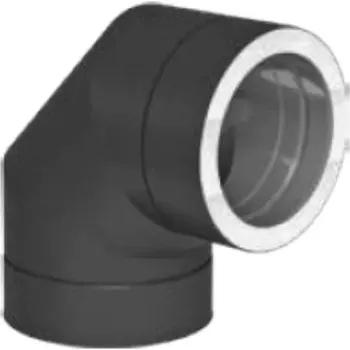 Komín Koleno 90° DWETN60 Black, tl. 0,5 mm, prům. 150 mm