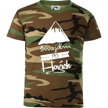 Šmejdím po horách - Dětské maskáčové triko - 134 cm/8 let ( Hnědý maskáč )