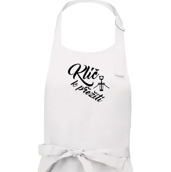 Kuchyňská zástěra Vývrtka mechanická - Klíč k přežití - Pánská zástěra na vaření - Univerzální velikost ( Bílá )