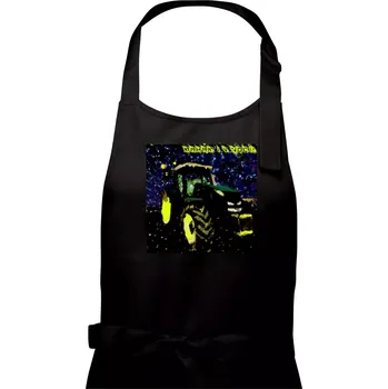 Kuchyňská zástěra Traktorista - makám i v noci - Pánská zástěra na vaření - Univerzální velikost ( Černá )
