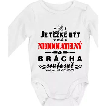Kojenecký body Je těžké být neodolatelný traktorista - Body kojenecké s dlouhým rukávem - Dlouhý r. do 3 měs ( Bílá )