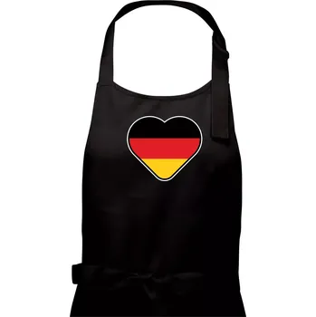 Kuchyňská zástěra Germany love velké - Německá vlajka - Dámská zástěra na vaření - Univerzální velikost ( Černá )