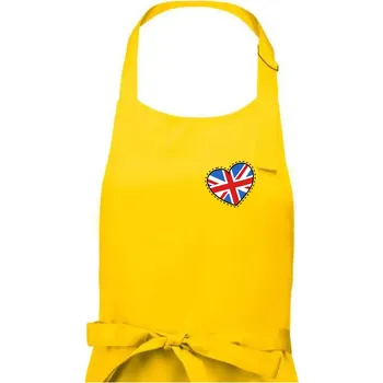 Kuchyňská zástěra Británie srdce prso - Dámská zástěra na vaření - Univerzální velikost ( Žlutá )