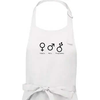 Kuchyňská zástěra Female male programmer - Dámská zástěra na vaření - Univerzální velikost ( Bílá )