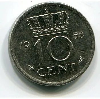 NIZOZEMÍ. 10 cents 1958. KM-182.