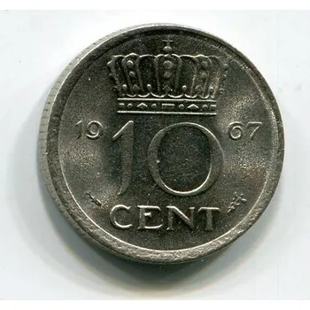 NIZOZEMÍ. 10 cents 1967. KM-182