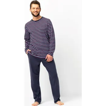 Pánské pyžamo Pánské pyžamo Key MNS 316 B25 délka/r M-2XL tmavě modrá XL