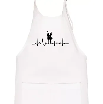Kuchyňská zástěra EKG tanec - pár - Dětská zástěra na vaření - Univerzální velikost ( Bílá )