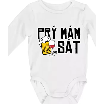 Prý mám 50 SÁT - Body kojenecké s dlouhým rukávem - Dlouhý r. do 3 měs ( Bílá )