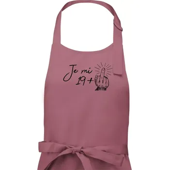 Kuchyňská zástěra Je mi 20 - Prostředníček - Dámská zástěra na vaření - Univerzální velikost ( Starorůžová )