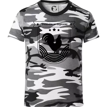 Chlapecké tričko Vstávám se slepicemi - Dětské maskáčové triko - 104-110cm / 3-4 roky ( Šedý maskáč )