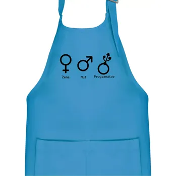 Kuchyňská zástěra Muž žena programátor - Dětská zástěra na vaření - Univerzální velikost ( Světlý tyrkys )