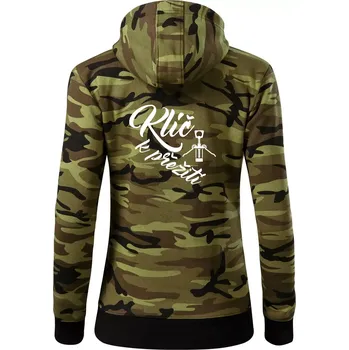 Dámská mikina Vývrtka mechanická - Klíč k přežití - Dámská mikina trendy zipper s kapucí - L ( Zelený maskáč )