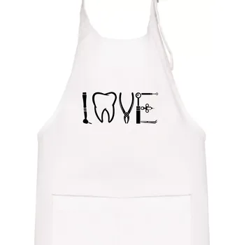 Kuchyňská zástěra Love zubař - Dětská zástěra na vaření - Univerzální velikost ( Bílá )