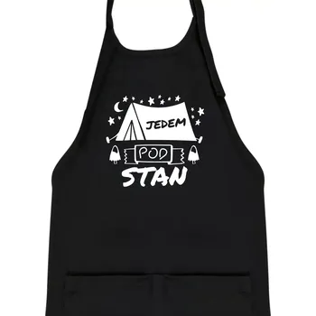Kuchyňská zástěra Jedem pod stan - Dětská zástěra na vaření - Univerzální velikost ( Černá )