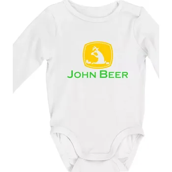 John Beer jelen s pivem - Body kojenecké s dlouhým rukávem - Dlouhý r. do 3 měs ( Bílá )