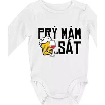 Prý mám 80 SÁT - Body kojenecké s dlouhým rukávem - Dlouhý r. do 3 měs ( Bílá )