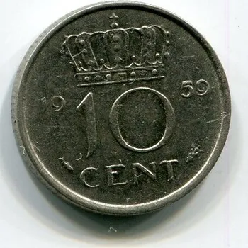 NIZOZEMÍ. 10 cents 1959. KM-182.