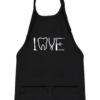 Kuchyňská zástěra Love zubař - Dětská zástěra na vaření - Univerzální velikost ( Černá )