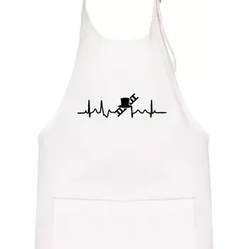 Kuchyňská zástěra EKG kominík - Dětská zástěra na vaření - Univerzální velikost ( Bílá )