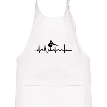Kuchyňská zástěra EKG tanec - na rukou - Dětská zástěra na vaření - Univerzální velikost ( Bílá )