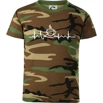 Chlapecké oblečení EKG hrnek kávy - Dětské maskáčové triko - 134 cm/8 let ( Hnědý maskáč )