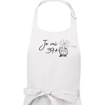 Kuchyňská zástěra Je mi 40 - Prostředníček - Pánská zástěra na vaření - Univerzální velikost ( Bílá )
