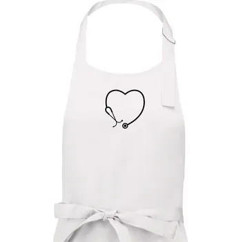 Kuchyňská zástěra Stetoskop srdce - Dámská zástěra na vaření - Univerzální velikost ( Bílá )