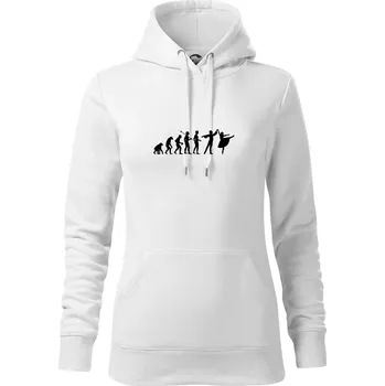 Dámská mikina Evoluce tanec - muž a žena se sukní - Mikina dámská Cape s kapucí - XL ( Bílá )