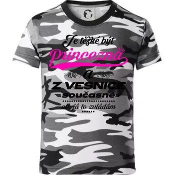 Chlapecké tričko Je těžké být princezna z vesnice - Dětské maskáčové triko - 104-110cm / 3-4 roky ( Šedý maskáč )