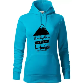 Dámská mikina Šmejdím po horách - Mikina dámská Cape s kapucí - S ( Světlý tyrkys )