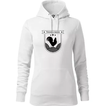 Dámská mikina Vstávám se slepicemi - Mikina dámská Cape s kapucí - XS ( Bílá )