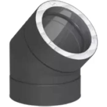 Komín Koleno 45° DWETN18 Black, tl. 0,5 mm, prům. 180 mm