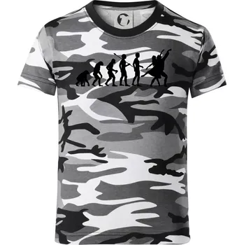 Evoluce tanec - tančící dvojice - Dětské maskáčové triko - 146 cm/10 let ( Šedý maskáč )