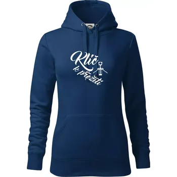 Dámská mikina Vývrtka mechanická - Klíč k přežití - Mikina dámská Cape s kapucí - XS ( Půlnoční modrá )