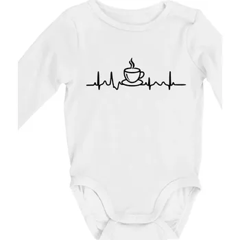 EKG hrnek kávy - Body kojenecké s dlouhým rukávem - Dlouhý r. 3-6 měs ( Bílá )