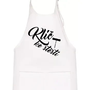 Kuchyňská zástěra Klíč ke štěstí vývrtka jednoduchá - Dětská zástěra na vaření - Univerzální velikost ( Bílá )