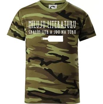 Chlapecké oblečení Miluju literaturu - Dětské maskáčové triko - 104-110cm / 3-4 roky ( Zelený maskáč )