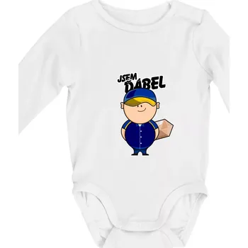 Kojenecký body Jsem ďábel doručovatel modro žlutý - Body kojenecké s dlouhým rukávem - Dlouhý r. do 3 měs ( Bílá )