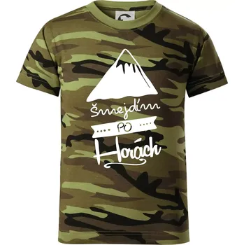 Šmejdím po horách - Dětské maskáčové triko - 146 cm/10 let ( Zelený maskáč )