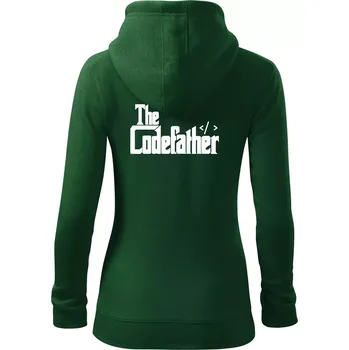 Dámská mikina The codefather - Dámská mikina trendy zipper s kapucí - S ( Lahvově zelená )
