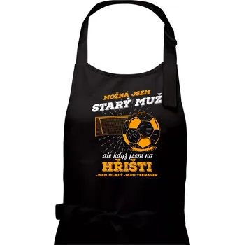Kuchyňská zástěra Fotbalista - možná jsem starý muž - Pánská zástěra na vaření - Univerzální velikost ( Černá )