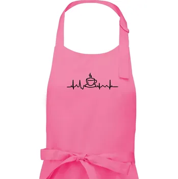 Kuchyňská zástěra EKG hrnek kávy - Pánská zástěra na vaření - Univerzální velikost ( Růžová )