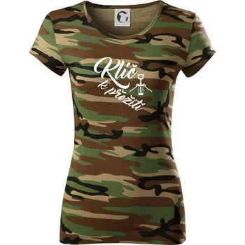 Dámské tričko Vývrtka mechanická - Klíč k přežití - Dámské maskáčové triko - XS ( Hnědý maskáč )