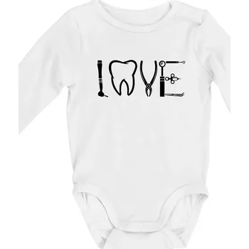 Love zubař - Body kojenecké s dlouhým rukávem - Dlouhý r. 3-6 měs ( Bílá )