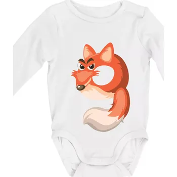 Věk dítětě zvíře 9 - Body kojenecké s dlouhým rukávem - Dlouhý r. do 3 měs ( Bílá )