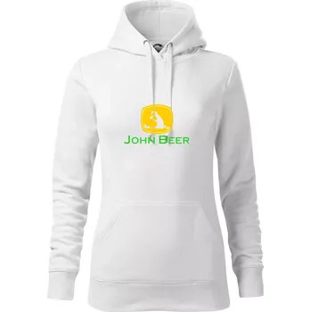 Dámská mikina John Beer jelen s pivem - Mikina dámská Cape s kapucí - XL ( Bílá )